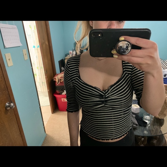 Black Striped Crop Top - Picture 2 of 2